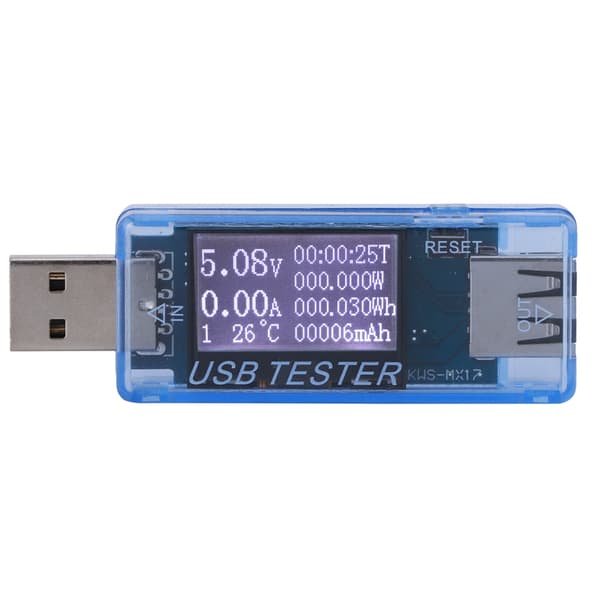 USB-tester Digital Voltmeter Ammeter 8-i-1 Detektor 0-5A 0-150W 4-30V Blå