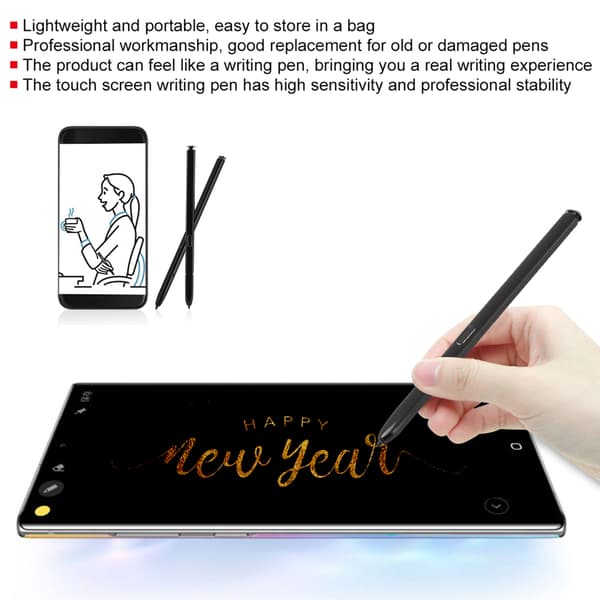 Touch Screen Skrivepen Indbygget Elektromagnetisk Passer til Samsung Galaxy Note 10 Sort Hvid (Sort)