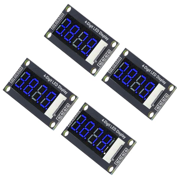 4-pak 0,36\" LED 7-segment displaymodul, TM1637-driver, blåt digitalt rør til Arduino