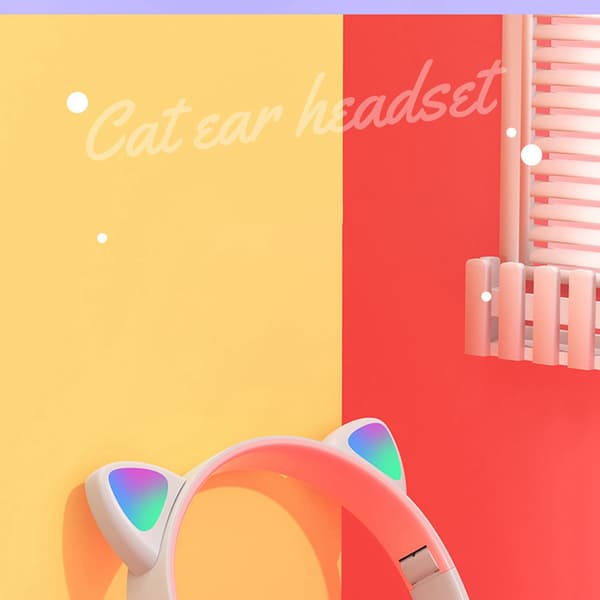 Trådløst headset sød katteform HiFi lydkvalitet lysende stereo Bluetooth hovedtelefoner til hjemmeskolekontor lyseblå