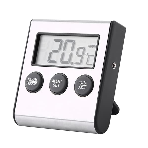 Digital LCD-termometer för kylskåp, frysrum med magnetisk baksida och stativ