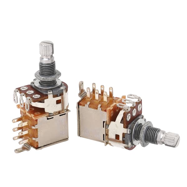 2 st gitarrpotentiometer A1M B1M kombination 18 mm räfflad axel elbaspotar för volym- och tonkontroll