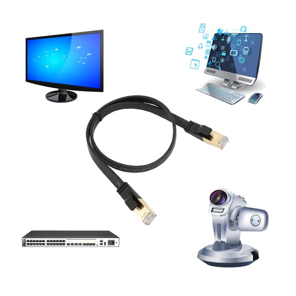 Cat 8 Ethernetkabel 40 Gbps 2000 Mhz RJ45 Han-interface 0,5 meter/19,7 tommer Ethernetkabel til PS5 til Router