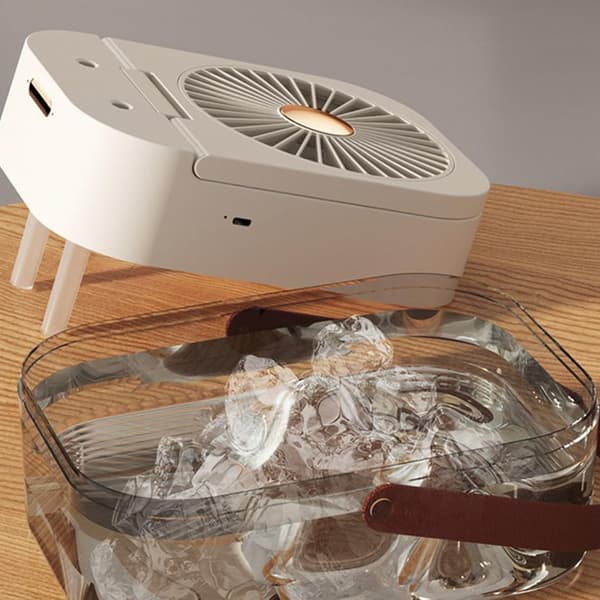 Mini USB Ventilator Luftfugter, Bærbar Luftkøler med Natlys, Skrivebordskøleventilator til Sommer Hjemmekontor, Grøn