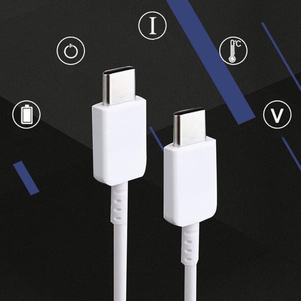 Typ C till Typ C-kabel PD Snabbladdning Flexibel Typ C Datakabel för Android för Note 10 Telefon 1m Vit