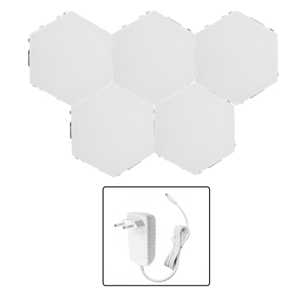 Modern Hexagon DIY Vägglampa Set 5-pack för Sovrum Vardagsrumsinredning 100-240V med Adapter