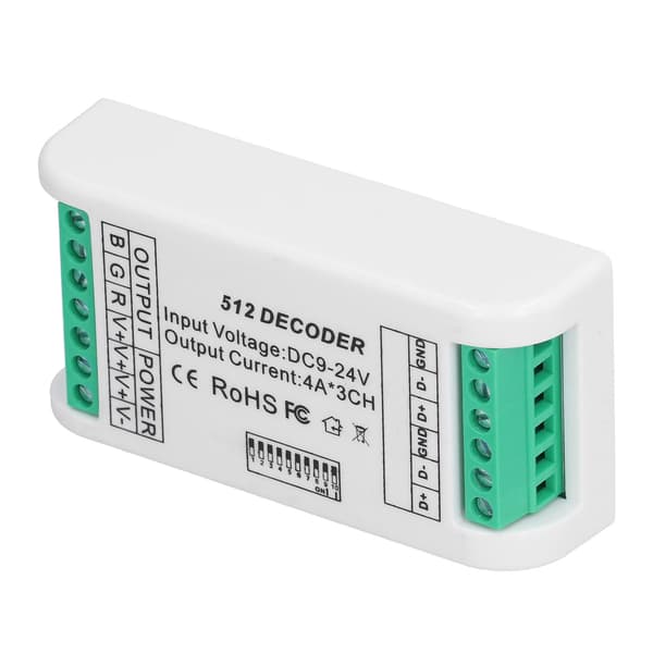 3 kanaler LED-dekoder Strip Controller RGB Controller DMX512 Konstant Spændingskontrol 9-24V