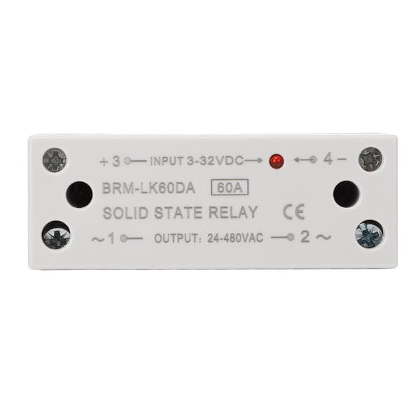 60A DC til AC Solid State Relæ, 35mm DIN-skinne Montering, Enfaset SSR med Køleplade, 3-32VDC Ind, 24-480VAC Ud