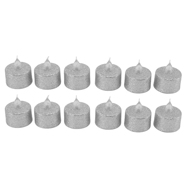 Flamlösa LED-värmeljus batteridrivna silver 12-pack för julbröllopsdekoration