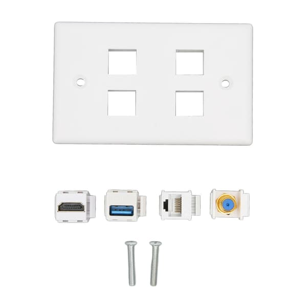 4-ports vægplade HD Multimedia Interface F Type USB3.0 Cat6 hjemmekabling frontplade til HDTV-projektorcomputer