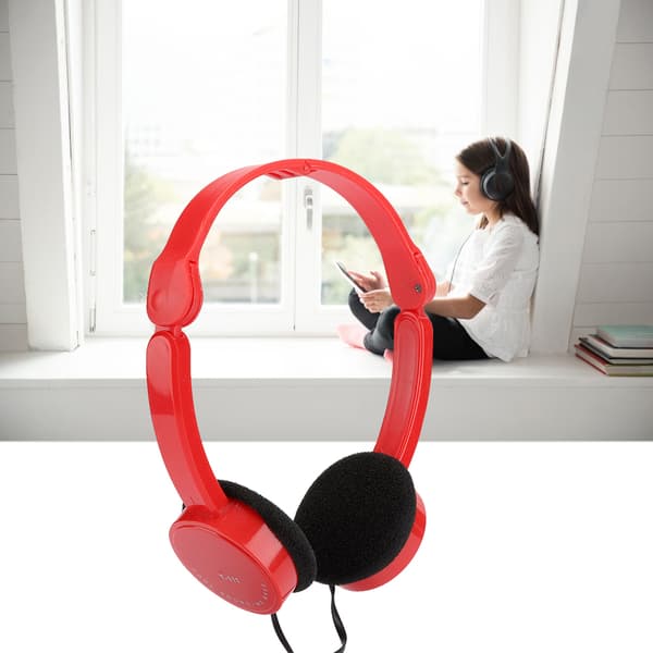 Sammenfoldeligt kablet stereoheadset Børnehovedtelefon med mikrofon til smartphone-tablet Rød
