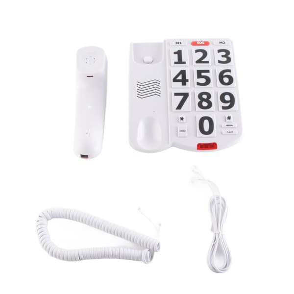 Ældre fastnettelefon med store knapper, kablet telefon til ældre og hørehæmmede