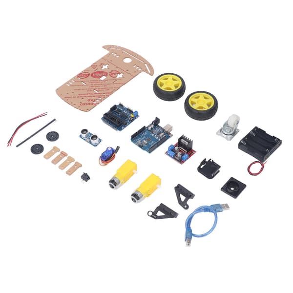 Smart Robot Bil Chassis Kit DIY Programmerbart Udviklingskort 2WD Ultralyd med Motor MCU