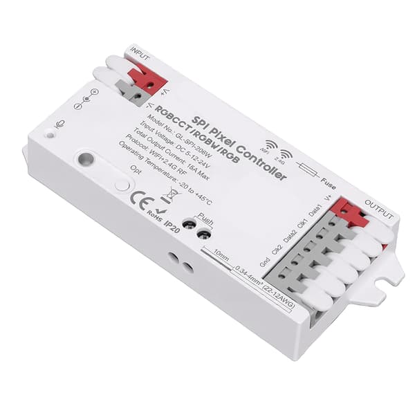 Smart WiFi SPI Pixel Controller, Tuya App-kontrol, 40+ Dynamiske Tilstande til Digital RGB LED Strip Lys