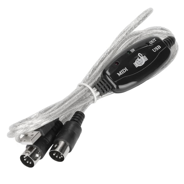 MIDI til USB-kabel ca. 2,2 yards langt 16 kanaler USB PC-interface LED strøm indgang udgangsindikator USB MIDI-kabel