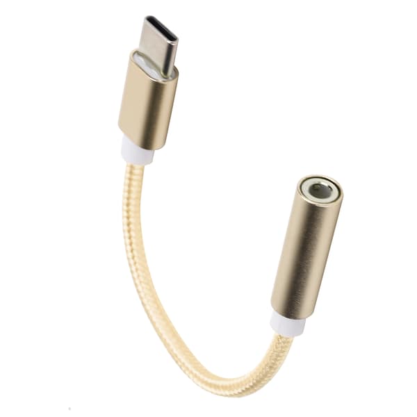Type C til 3,5 mm Aux lydadapter flettet lydheadsetadapter til Letv / XiaomiGul