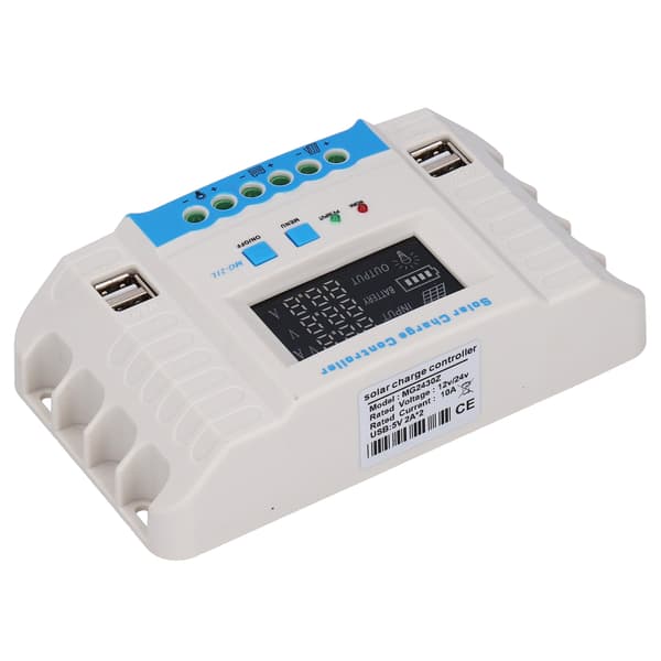 PWM Solar Charge Controller 10A 12V/24V LCD Display ABS Housing MG2430Z til Hjemmesystem