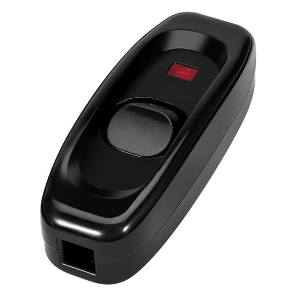Inline ON/OFF ledningsafbryder med LED-indikatorlys, AC 250V 10A, sort til bordlampe