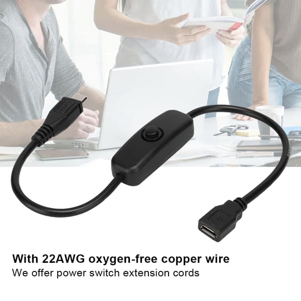 Micro USB hun til han forlængerkabel med 501 knapkontakt til Raspberry Pi