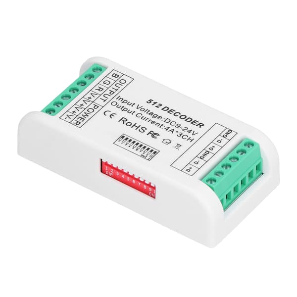 3 kanaler LED-dekoder Strip Controller RGB Controller DMX512 Konstant Spændingskontrol 9-24V