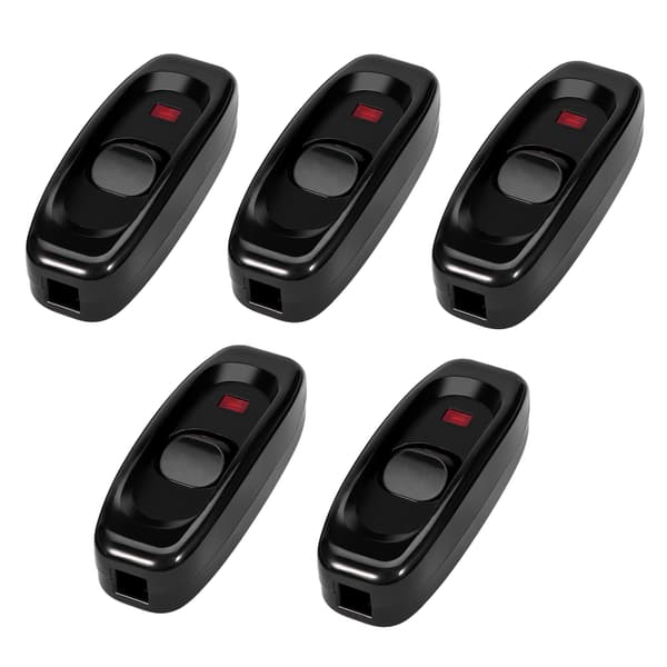 Inline ON/OFF ledningsafbryder med LED-indikatorlys, AC 250V 10A, sort til bordlampe