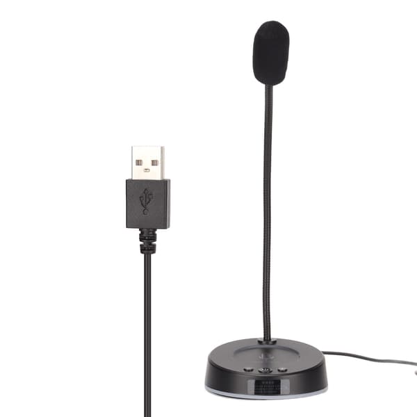 Skrivebordsmikrofon Støjreduktion 360 Graders Metalslange Anti-interferens RGB USB Computermikrofon til Kontormøder