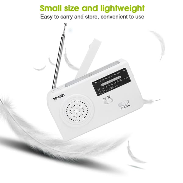 RD638 ABS Solenergi Nöd Multifunktion Handvevsradio Stödjer FM/AM-funktion Vit