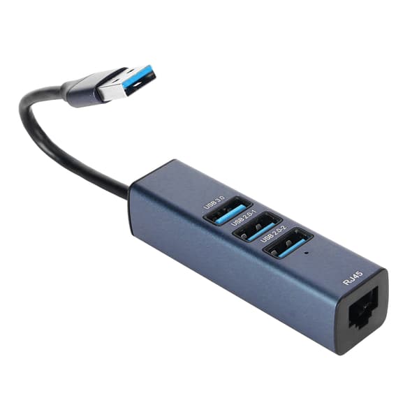 USB til Ethernet-adapter 4 porte 100 Mbps 5 Gbps aluminiumslegering USB 3.0-hub til bærbar computer, stationær computer, tablet