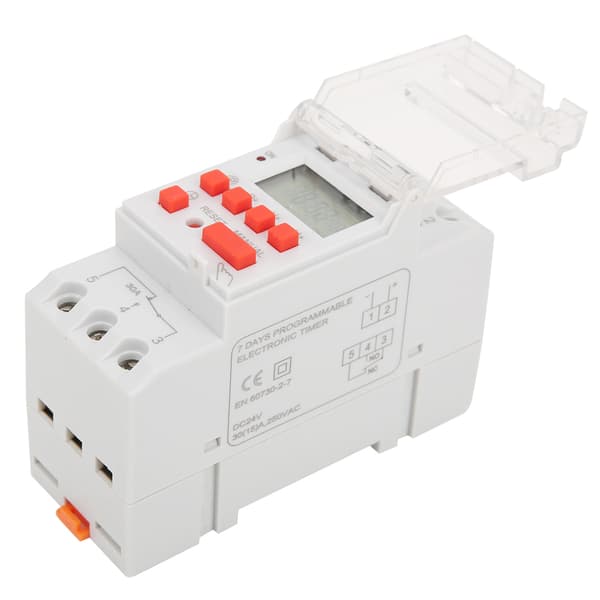 DC 24V 30A Ugentlig 12/24 timer Timerkontakt LCD Tænd/Sluk Kontrol Programmerbart Tidsrelæ