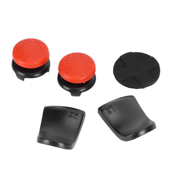 5-i-1 Tommelfingergreb Nøglehætte Joystick Cover L2 R2 Triggerforlænger til PS5 Controller Rød