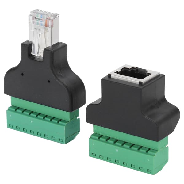 2 stk. RJ45 hun til han skrueterminal 8-benet CCTV Digital DVR Adapterstik