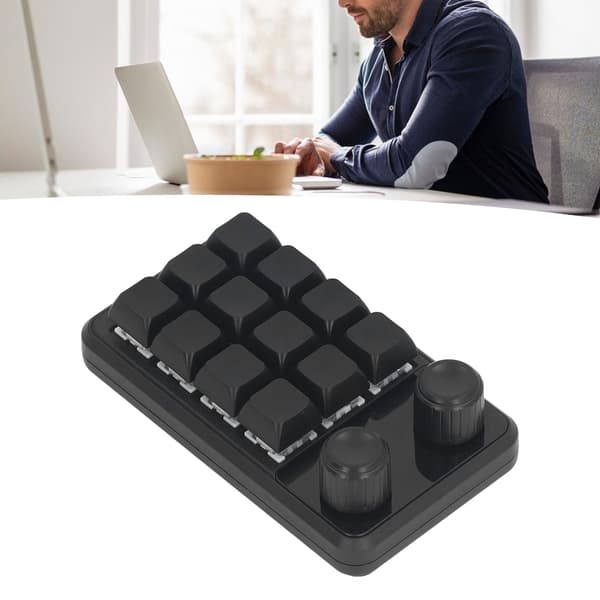 RGB Makro Gaming Tastatur 12-taster 2-knapper, Blå Switch, Sort, Programmerbar RGB til Industriel Brug