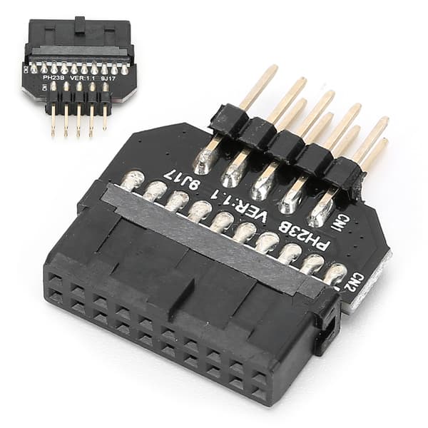 Frontpanelstik Bundkortadapter Plastskal USB3.0 19-ben til USB2.0 9-ben (PH23B)