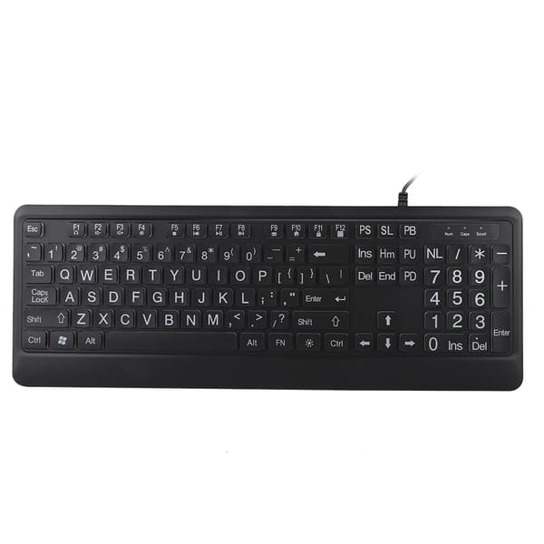 Ergonomisk USB-interface Multimedia LED Hvid Baggrundsbelyst Tastatur til Ældre Mænd