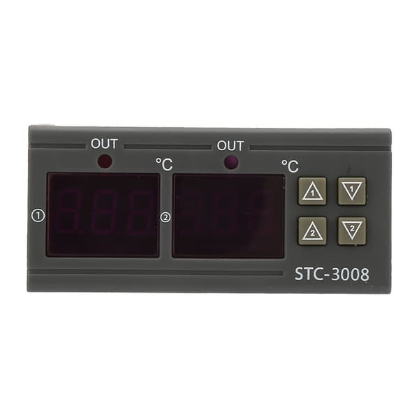 STC-3008 Dobbelt Display 2x NTC Probe Digital Temperatur Termostat Controller, DC24V, 12V Valgfri