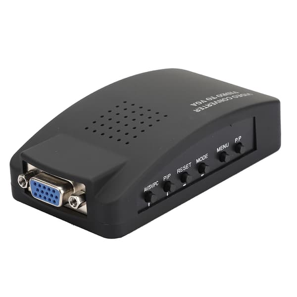BNC S Video til VGA HD-konverteradapter til computer PC-skærm UK EU-stik