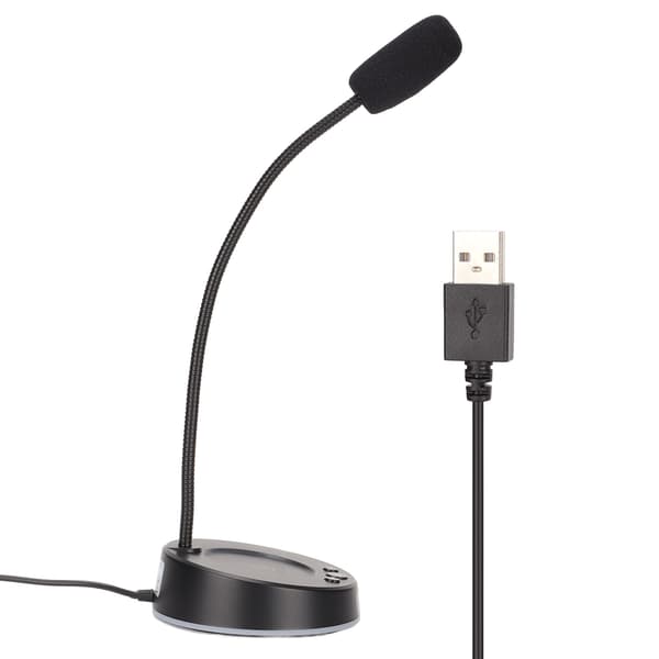 Skrivebordsmikrofon Støjreduktion 360 Graders Metalslange Anti-interferens RGB USB Computermikrofon til Kontormøder