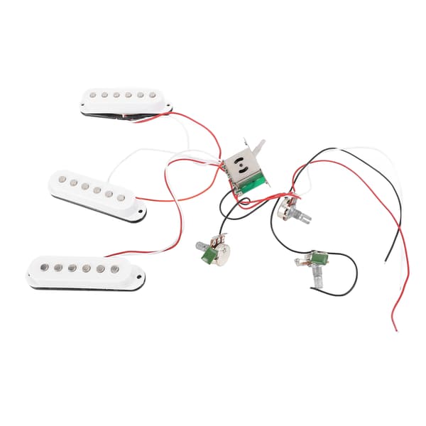 Elgitarr Pickups Kit Förkopplad Uppsättning Single Coil med Timbre Volym Linje Ersättning för ST Panel Vit