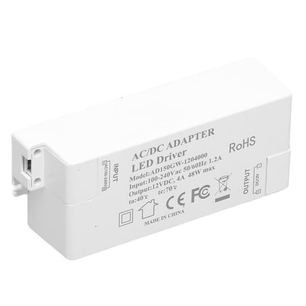 LED-strømforsyning DC12V 4A 48W LED-driver, AC100-240V til DC12V-transformer til indendørs stripelys