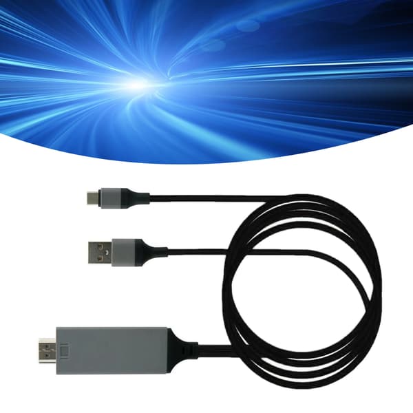 Adapterkabel Typ C till High Definition Multimedia Interface Kabeladapter PVC Koppar för Telefon Bärbar Dator Svart