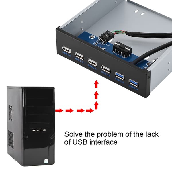 9PIn 19PIN til 2 * USB3.0 + 4 * USB2.0 6 Interface Metal Frontpanel USB Hub