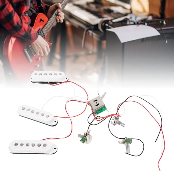 Elgitarr Pickups Kit Förkopplad Uppsättning Single Coil med Timbre Volym Linje Ersättning för ST Panel Vit