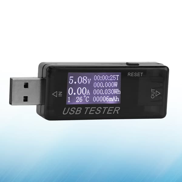 USB Digitalt Multimeter Voltmeter Ammeter 8-i-1 Tester, 0-5A 0-150W 4-30V, Sort