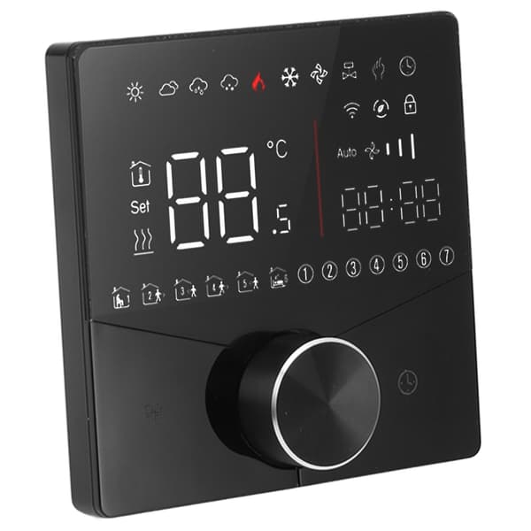 Smart Digital Termostat LCD Farvedisplay Præcis Kontrol Intelligent Temperaturregulator Sort