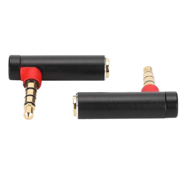 2 STK 3,5 mm han til hun lydadapter retvinklet stereo hovedtelefonkabelstik sort