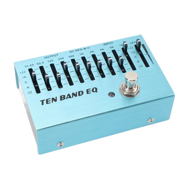 10-bands EQ Enkelblock Gitarr Bas Mini Equalizer Effektpedal med True Bypass Aluminiumkropp Bandkontroll DC9V