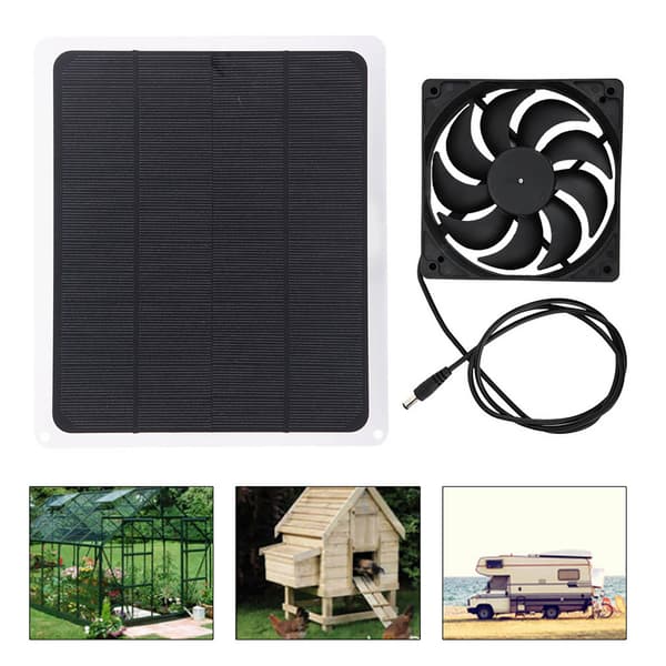 10W 12V Solpanel Batteriladdare med USB-utgång, Fläktkit för husdjur