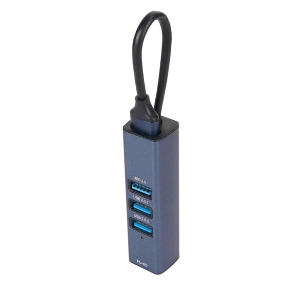 USB til Ethernet-adapter 4 porte 100 Mbps 5 Gbps aluminiumslegering USB 3.0-hub til bærbar computer, stationær computer, tablet
