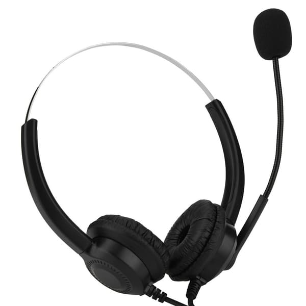 USB-headset til callcenter med støjreduktion og mute-funktion