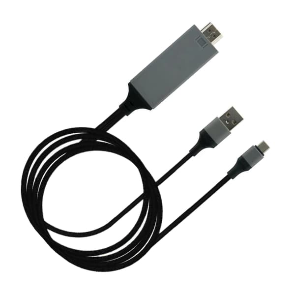 Adapterkabel Typ C till High Definition Multimedia Interface Kabeladapter PVC Koppar för Telefon Bärbar Dator Svart